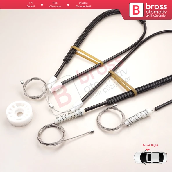 Peugeot 206 CC 2D T16 2000-2008 2-Kapı Coupe Cabrio 9648636980 İçin Ön Sağ Cam Kriko Tamir Seti - 3