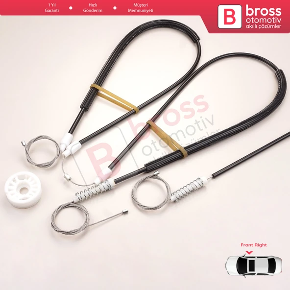 Peugeot 206 CC 2D T16 2000-2008 2-Kapı Coupe Cabrio 9648636980 İçin Ön Sağ Cam Kriko Tamir Seti - 2