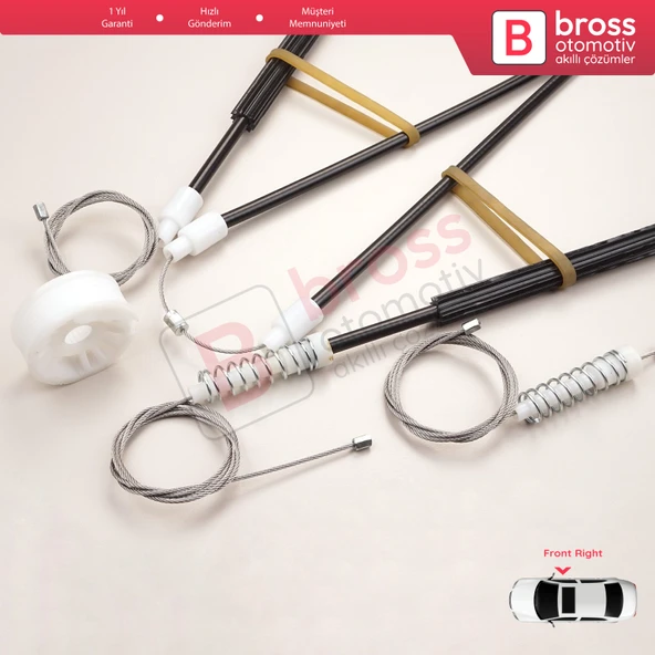 Peugeot 206 CC 2D T16 2000-2008 2-Kapı Coupe Cabrio 9648636980 İçin Ön Sağ Cam Kriko Tamir Seti - 5