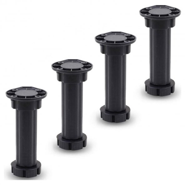 Mobilya Dolap Ünite Tezgah Ayağı Ayarlanabilir 12 cm Siyah Denge Ayak (4 ADET)