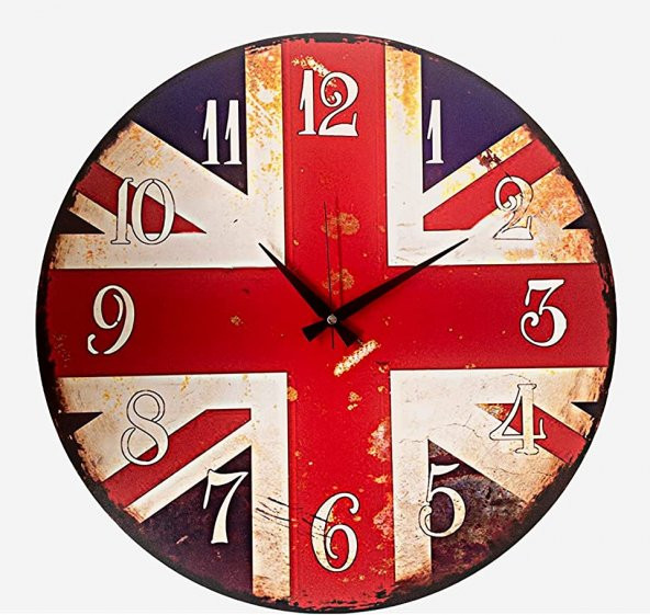 UK England Ahşap Dekoratif Duvar Saati Çocuk Duvar Saati Dekoratif Asılı Saat Oturma Odası Saat 55 cm