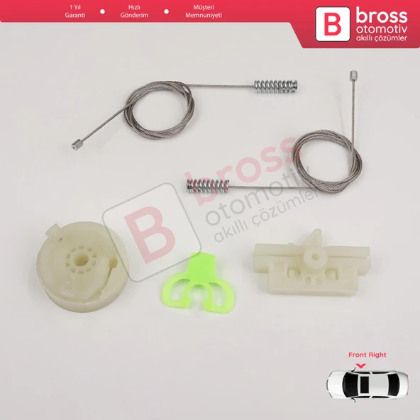 Fiat Punto Grande Evo 3 199 2005-2024 3/5-Kapı 51723315 İçin Elektrikli Ön Sağ Cam Kriko Tamir Seti - Resim 2