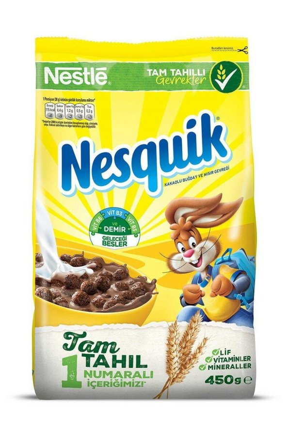 Nestle Nesquik Kakaolu ve Buğdaylı Mısır Gevreği 450 gr