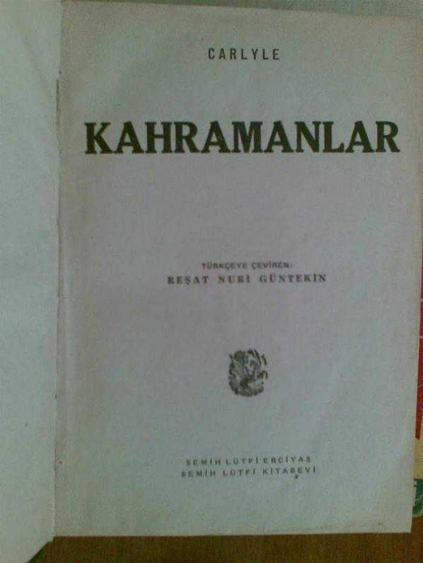 KAHRAMANLAR CARLYLE Ç:REŞAT NURİ GÜNTEKİN