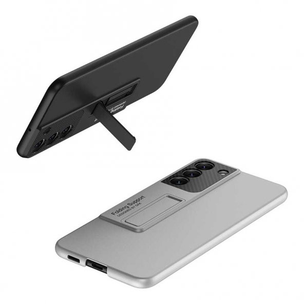 Galaxy S22 Plus Wireless Şarj Destekli Kılıf Standlı Ays Kapaklı - Resim 4