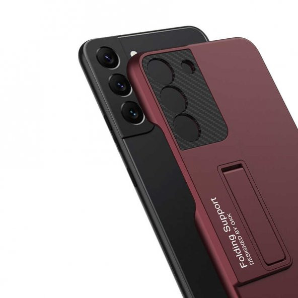 Galaxy S22 Plus Wireless Şarj Destekli Kılıf Standlı Ays Kapaklı - Resim 6