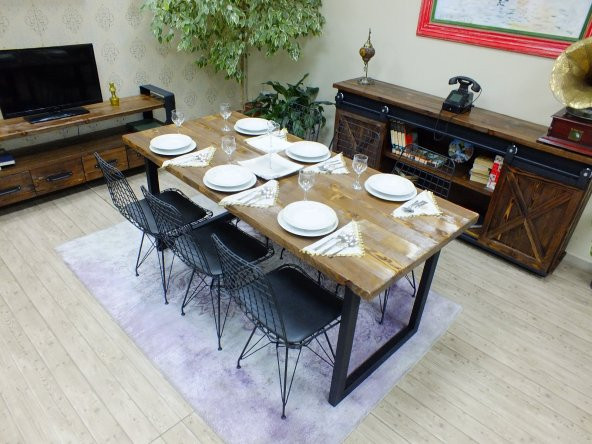 Ntconcept Doğal Ağaç Yemek Masası -  (100CM-210CM MASA) - 2