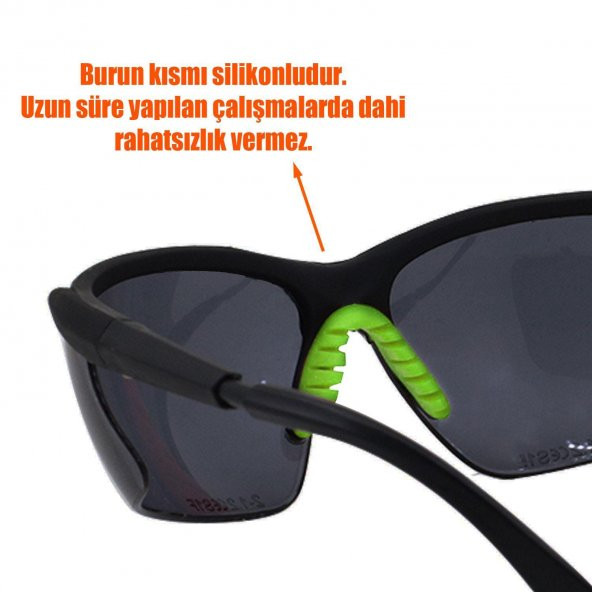 İş Güvenlik Gözlüğü Kaynak Koruyucu Silikonlu Gözlük S600 Siyah - 4