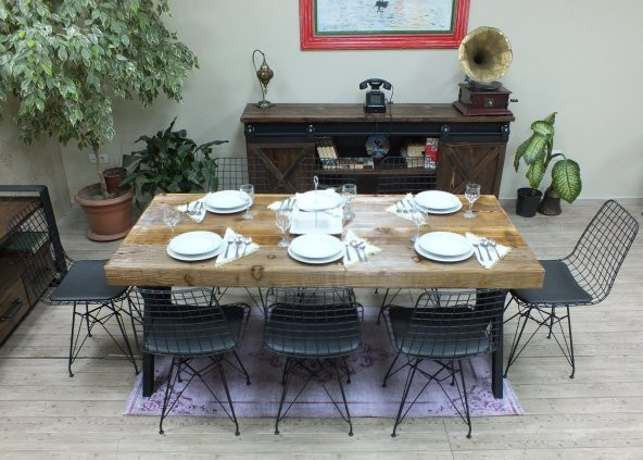 Ntconcept Masif Ağaç Yemek Masası -  85CM-200CM MASA - 2