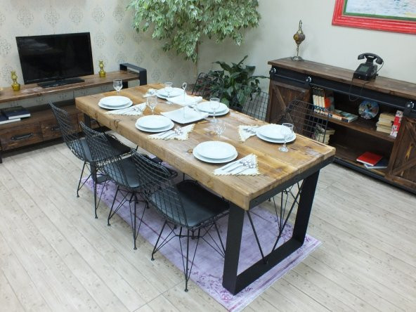 Ntconcept Masif Ağaç Yemek Masası -  85CM-150CM MASA