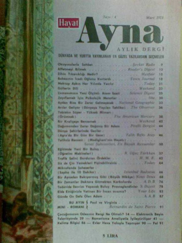 AYNA / ATOM SAATİ-ÖRÜMCEK-PROSTAGLANDINLER