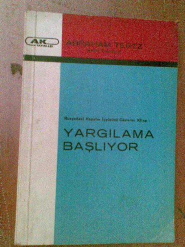 YARGILAMA BAŞLIYOR ABRAHAM TERTZ 1966 AK YAYINLA - 1