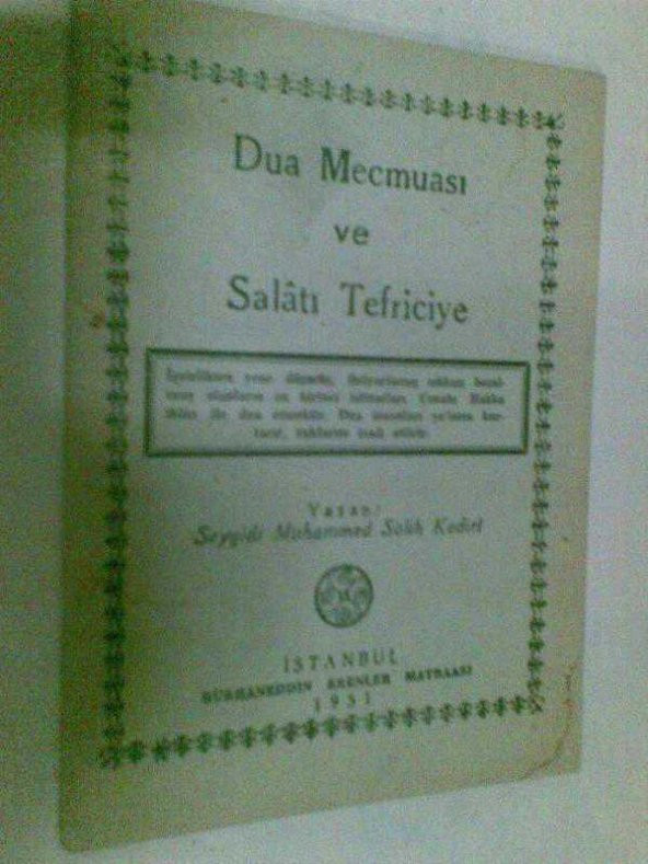 DUA MECMUASI VE SALATI TEFRİCİYE 1951 SALİH KADİ - 1