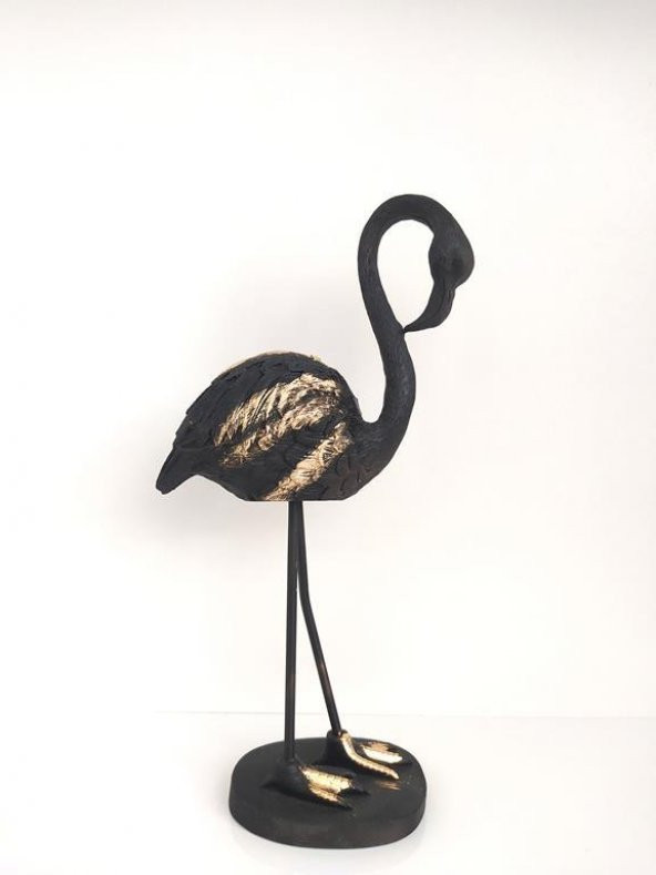 Flamingo Siyah Biblo Masaüstü Süsü Dekoratif Obje 26 cm