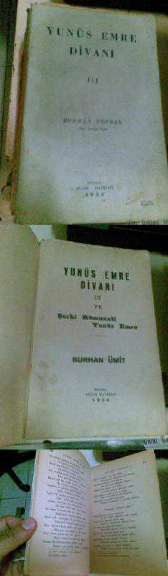YUNUS EMRE DİVANI III /BURHAN TOPRAK 1934