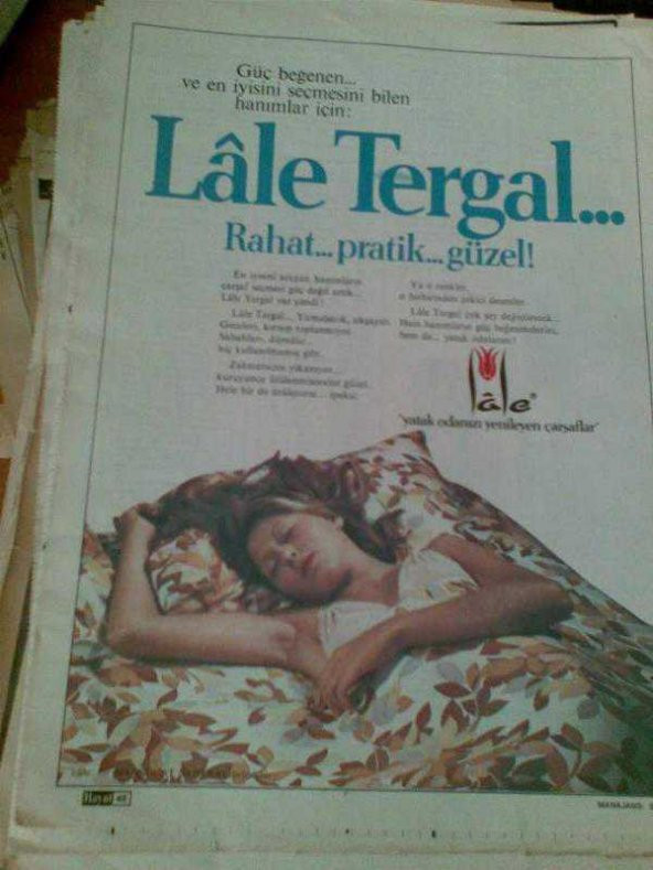 LALE TERGAL ÇARŞAF REKLAMI 1960 LAR