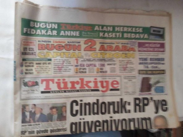 TÜRKİYE 1 NİSAN 1994 CUMA CİNDORUK RPYE GÜVENİYORUM-İTİRAZLAR BOŞ ÇIKTI-KARAYALÇIN KOALİSYON BU HA