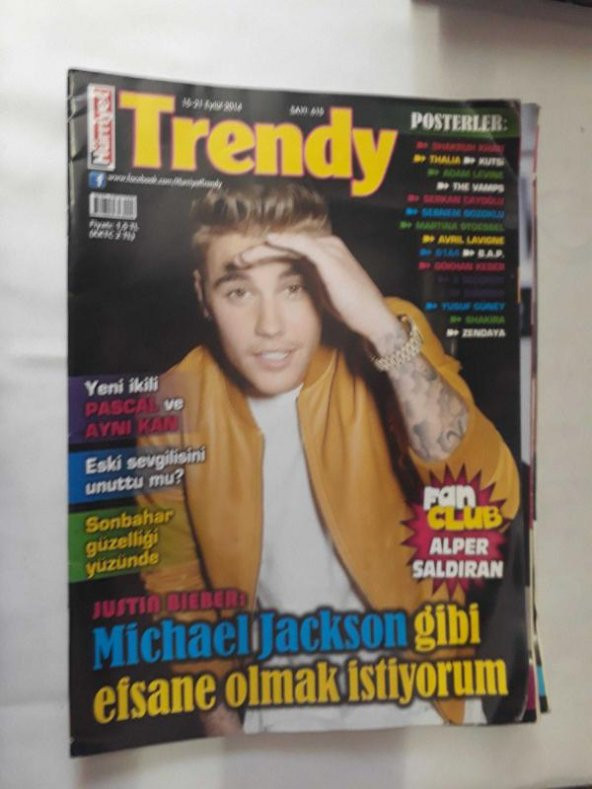 TRENDY 15-21 EYLÜL 2014 ALPER SALDIRAN-JUSTIN BIEBER-PASCAL VE AYNI KAN-DERGİ ikinci eldir)