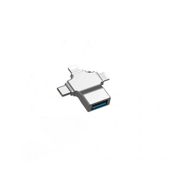 DAYTONA HC04-G OTG USB FLASH DRIVER,GÜMÜŞ Giriş:AppleLightning+Type-C+MikroUSB=>Çıkış:USB3.0