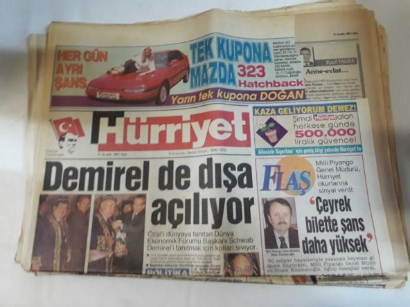 HÜRRİYET 17 ARALIK 1991 SALI DEMİREL DE DIŞA AÇILIYOR-İŞTE,SAKLANAN ZAM PAKETİ - 1