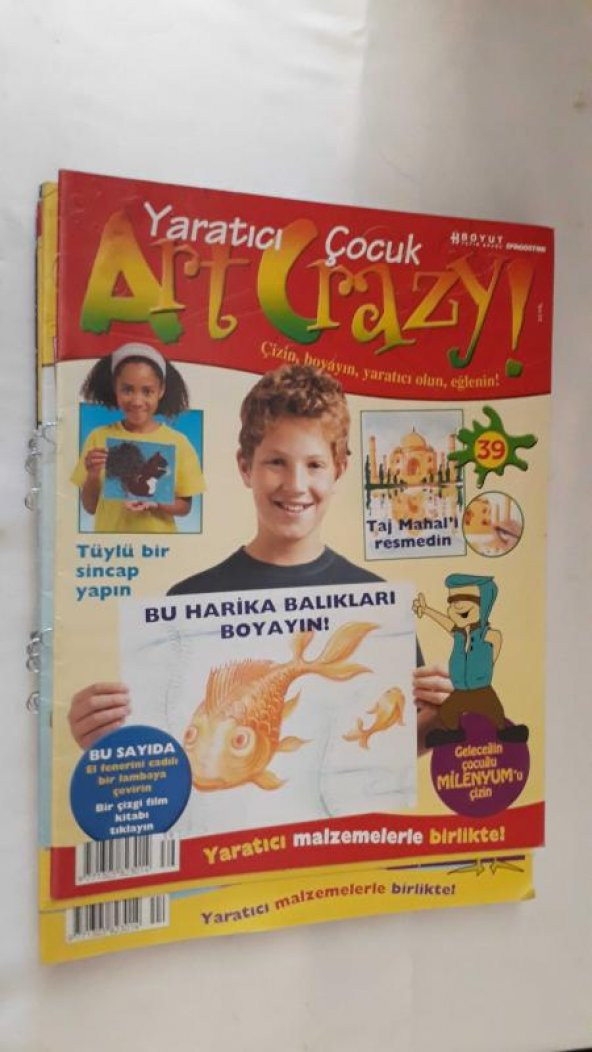 ART CRAZY YARATICI ÇOCUK DERGİSİ SAYI:39 TAJ MAHALİ RESMEDİN*TÜYLÜ BİR SİNCAP YAPIN*GELECEĞİN ÇOCUĞU MİLENYUMU ÇİZİN