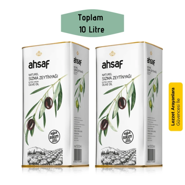 Ahsaf Soğuk Sıkım Zeytinyağı 5 lt 2'li Ekonomik Paket