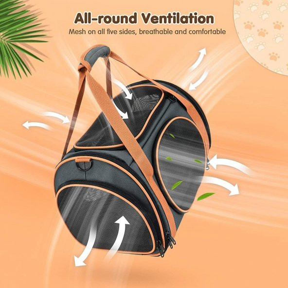 Okmee 4 Kapılı Kedi Taşıma Çantası 45 x 28 x 28 CM - 4