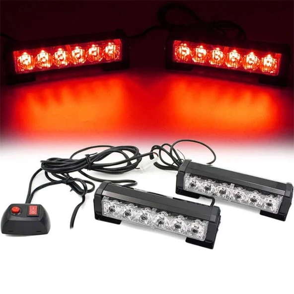 Space Flaşlı 8 Modlu İkaz Lambası Kırmızı/Kırmızı LAPA195-1 - Resim 2