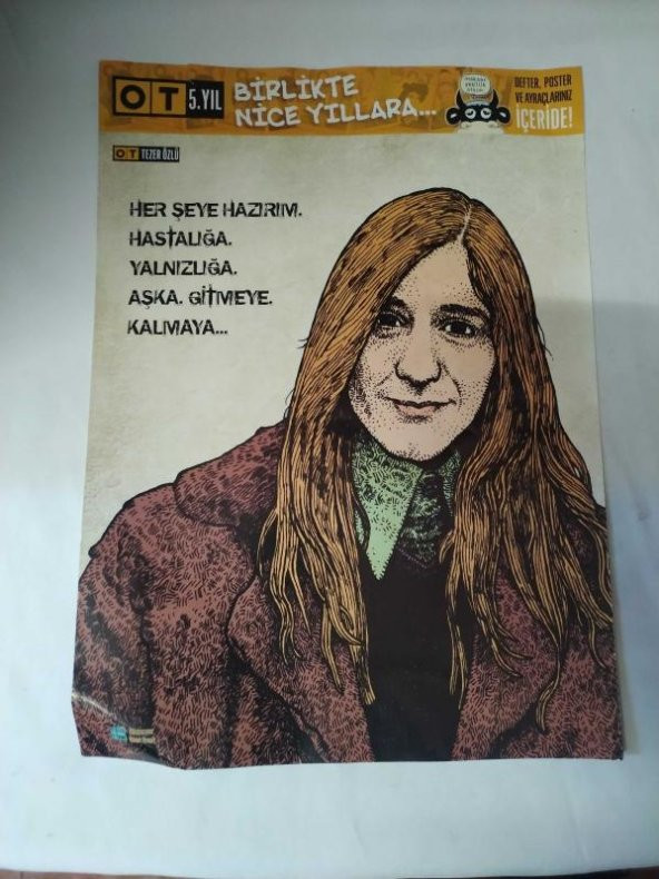 OT DERGİSİ 5. YIL YAŞAR KEMAL/TEZER ÖZLÜ POSTERİ (DERGİ EKİ) - 2