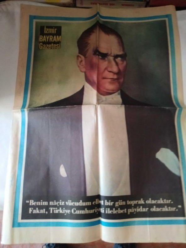 İZMİR BAYRAM GAZETESİ* ATATÜRK POSTERİ*SABRİ KİRAZ*DOĞAN AKI*GÖZTEPE*İZMİRLİ BOKSÖRLER*YEŞİLOVA -MUĞLA MAÇI*TÜRKİYE EMLAK KREDİ BANKASI reklamı - 1