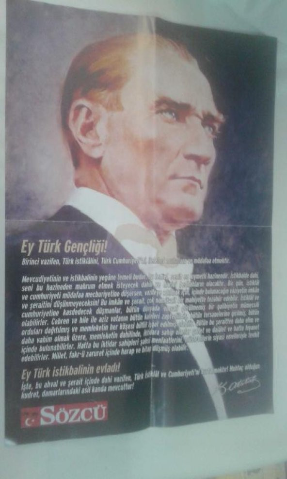 SÖZCÜ GAZETESİ ATATÜRK POSTERİ*İKİNCİ EL - 1