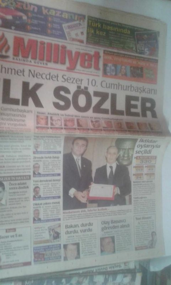 MİLLİYET 6 MAYIS 2000 CUMARTESİ AHMET NECDET SEZER 10.CUMHURBAŞKANI İLK SÖZLER*PEKERİ SAVCININ YOLDAŞI BESLEMİŞ*VE RÜYA BİTTİ F.BAHÇE-GENÇLER BİRLİĞİ