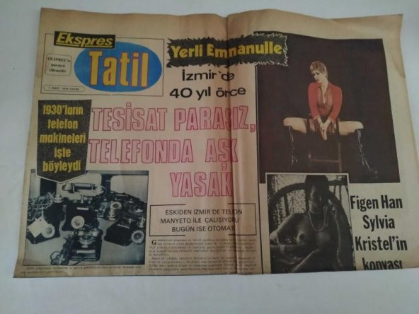 EKSPRES TATİL GAZETESİ 7 MART 1976 / FİGEN HAN  İN KOPYASI*GÖKBEN*NADA*BARBARA CARRERA* - 1