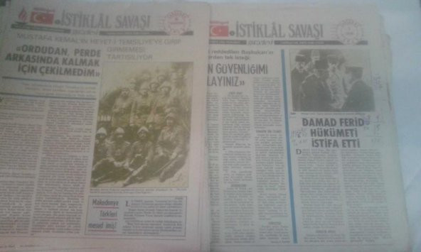 Milliyet İstiklal Savaşı Gazetesi (sayılar: 19,21,23,29 mayıs-6,9,10,11,12,14-10,15,23,28 temmuz-20,21,22,25 ağustos-2,3,12,17,22 eylü) Toplam 28 sayı - 2