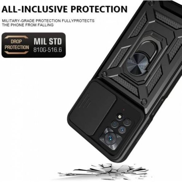 Xiaomi Redmi Note 11s Kılıf Silikon Yüzüklü Standlı Kamera Korumalı+Nano Ekran Koruyucu - 2