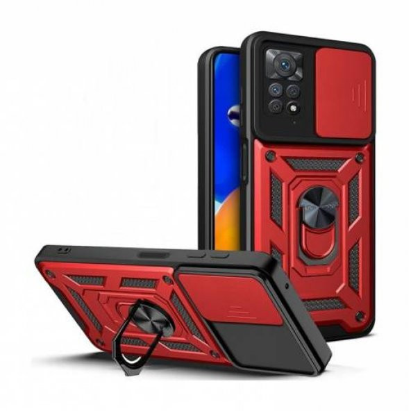 Xiaomi Redmi Note 11s Kılıf Silikon Yüzüklü Standlı Kamera Korumalı+Nano Ekran Koruyucu - 5