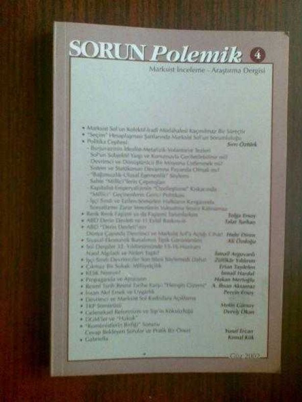 SORUN POLEMİK 4 GÜZ 2002 SIRRI ÖZTÜRK*TALAT TURHAN*TOLGA ERSOY - 1