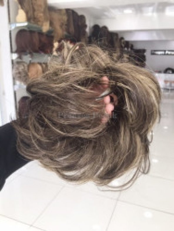 Sentetik Saç Lastikli Topuz Modeli