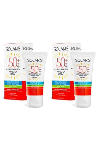 Solaris Tüm Cilt Tipleri İçin SPF 50+ Yaşlanma Karşıtı Güneş Koruyucu Krem X2 - 2