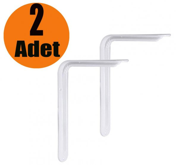 (2 ADET) Raf Altı Ayak Raf Tutucu L Demir 23 x 29 cm Beyaz Aparat