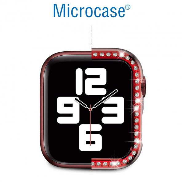 Microcase Apple Watch 7 41mm Elmas Taş Sert Rubber Kılıf - Pembe - 3