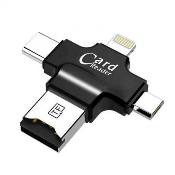 Microcase Android Type-C Lightning SD Kart Okuyucu - Siyah AL2744