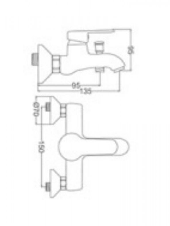Gms Zirve Siyah Krom Banyo Duş Bataryası ZRV303-K - Resim 2