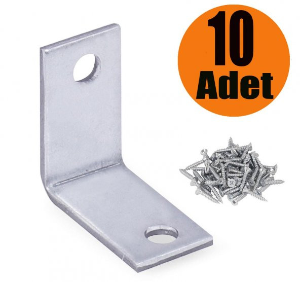 (10 ADET) Dolap Köşe Bağlantı Sabitleme L Demir Gönye 25x25x15mm