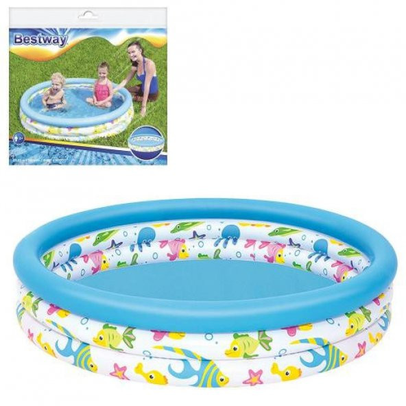 62008 Pompalı Bestway 51009 Desenli Çocuk Havuzu 122x25 cm - 4