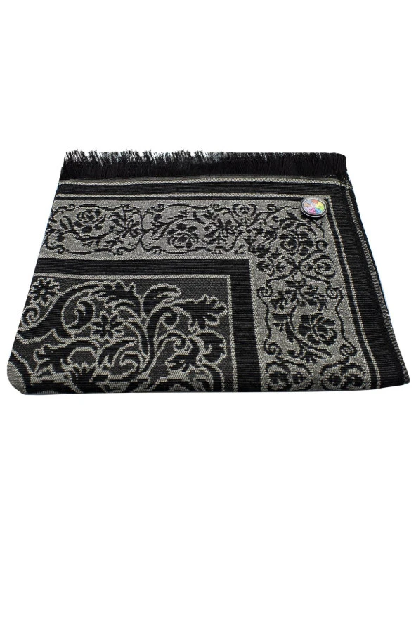 Kıbleyi Gösteren Pusulalı Siyah Seccade