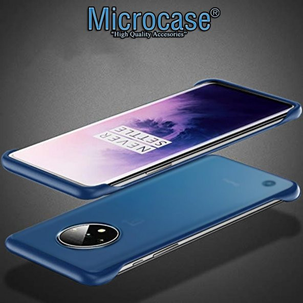 Microcase OnePlus 7T Frameless Sert Rubber Kılıf - Buzlu Mavi - 4