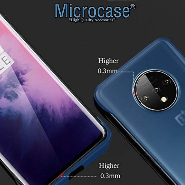 Microcase OnePlus 7T Frameless Sert Rubber Kılıf - Buzlu Mavi - 5