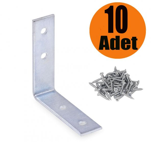 Mobilya Dolap Köşe Bağlantı Sabitleme L Demir Gönye 55x55x15 mm (10 ADET)