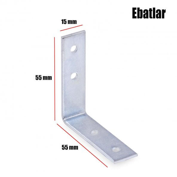 Mobilya Dolap Köşe Bağlantı Sabitleme L Demir Gönye 55x55x15 mm (10 ADET) - 2